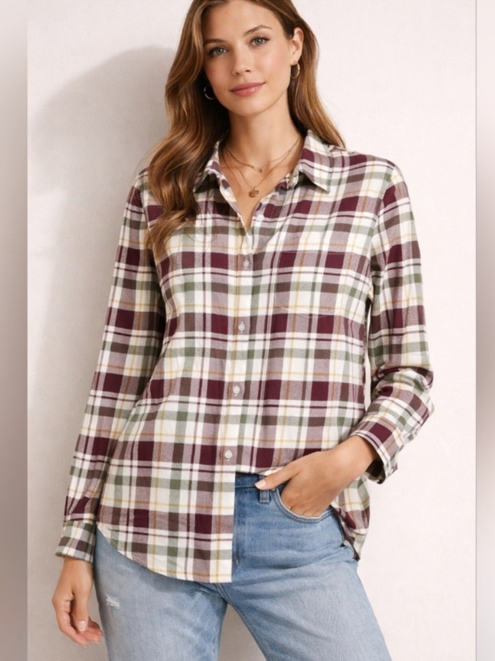 Barbour | Kingham Plaid Button Down Shirt Women’s US 10 Cotton Flannel